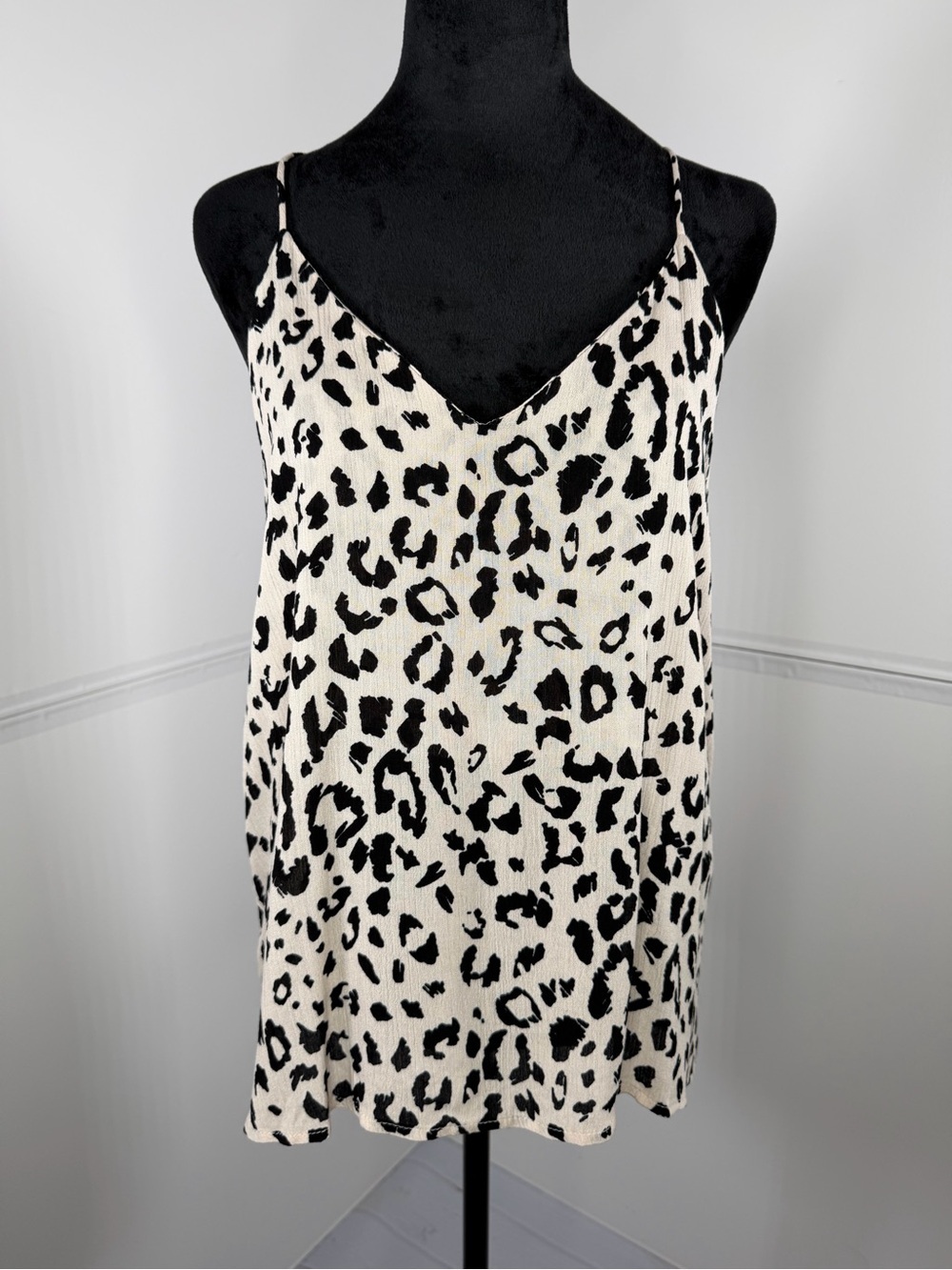 Newbury Kustom Leopard Print Racerback Spaghetti Strap Top Size Small